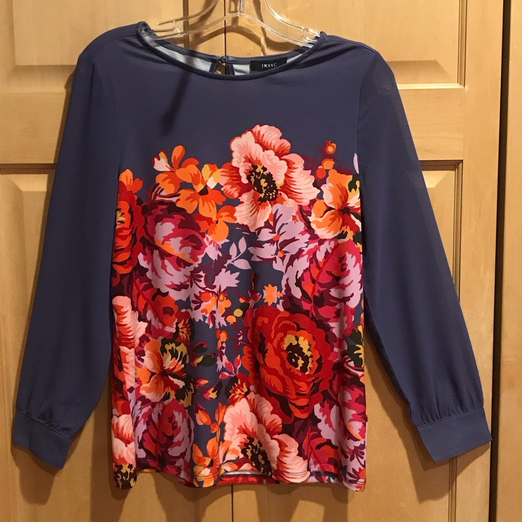 New Imnyc Purple And Red Floral Blouse